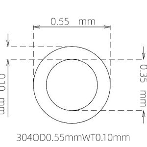 外径 0.55 mm / 内径 0.35 mm · 304 不锈钢毛细管