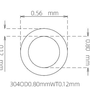 外径 0.80 mm / 内径 0.56 mm · 304 不锈钢毛细管