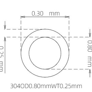 外径 0.80 mm / 内径 0.30 mm · 304 不锈钢毛细管
