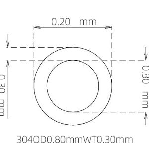 外径 0.80 mm / 内径 0.20 mm · 304 不锈钢毛细管