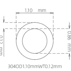外径 1.10 mm / 内径 0.86 mm · 304 不锈钢毛细管