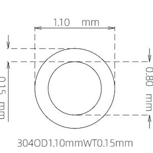 外径 1.10 mm / 内径 0.80 mm · 304 不锈钢毛细管