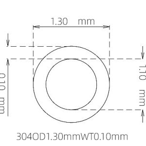 外径 1.30 mm / 内径 1.10 mm · 304 不锈钢毛细管