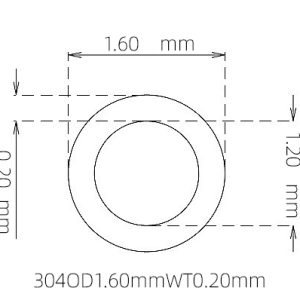 外径 1.60 mm / 内径 1.20 mm · 304 不锈钢毛细管