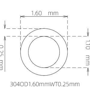 外径 1.60 mm / 内径 1.10 mm · 304 不锈钢毛细管