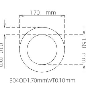 外径 1.70 mm / 内径 1.50 mm · 304 不锈钢毛细管