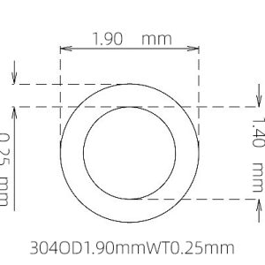 外径 1.90 mm / 内径 1.40 mm · 304 不锈钢毛细管