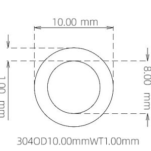 外径 10.00 mm / 内径 8.00 mm · 304 不锈钢毛细管
