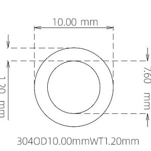 外径 10.00 mm / 内径 7.60 mm · 304 不锈钢毛细管