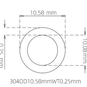 外径 10.58 mm / 内径 10.08 mm · 304 不锈钢毛细管