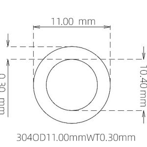 外径 11.00 mm / 内径 10.40 mm · 304 不锈钢毛细管