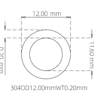 外径 12.00 mm / 内径 11.60 mm · 304 不锈钢毛细管