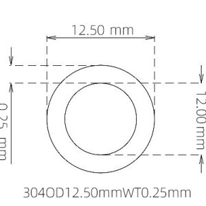 外径 12.50 mm / 内径 12.00 mm · 304 不锈钢毛细管