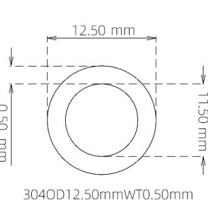 外径 12.50 mm / 内径 11.50 mm · 304 不锈钢毛细管