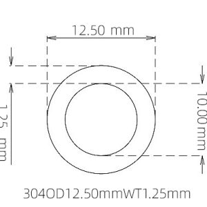 外径 12.50 mm / 内径 10.00 mm · 304 不锈钢毛细管