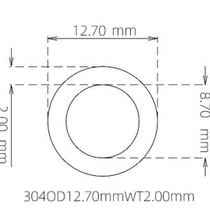 外径 12.70 mm / 内径 8.70 mm · 304 不锈钢毛细管