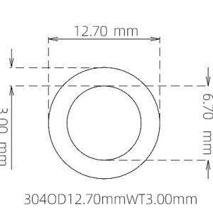 外径 12.70 mm / 内径 6.70 mm · 304 不锈钢毛细管