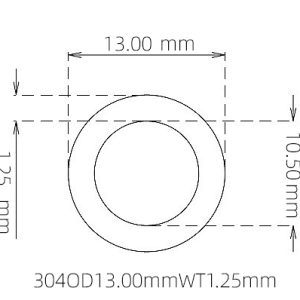 外径 13.00 mm / 内径 10.50 mm · 304 不锈钢毛细管
