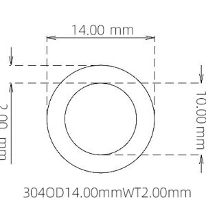 外径 14.00 mm / 内径 10.00 mm · 304 不锈钢毛细管