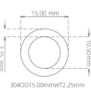外径 15.00 mm / 内径 10.50 mm · 304 不锈钢毛细管