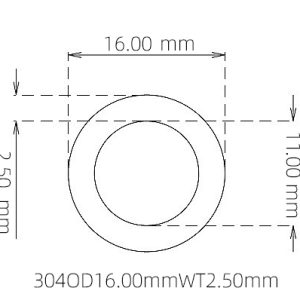 外径 16.00 mm / 内径 11.00 mm · 304 不锈钢毛细管