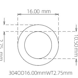 外径 16.00 mm / 内径 10.50 mm · 304 不锈钢毛细管