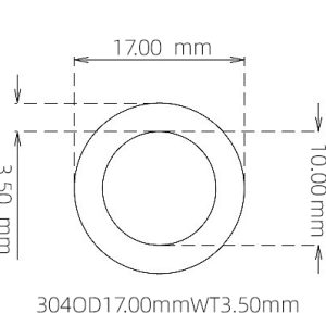 外径 17.00 mm / 内径 10.00 mm · 304 不锈钢毛细管