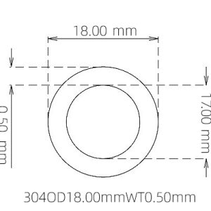 外径 18.00 mm / 内径 17.00 mm · 304 不锈钢毛细管