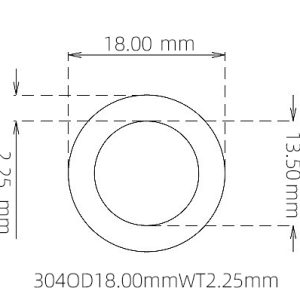 外径 18.00 mm / 内径 13.50 mm · 304 不锈钢毛细管