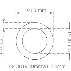 外径 19.00 mm / 内径 16.00 mm · 304 不锈钢毛细管
