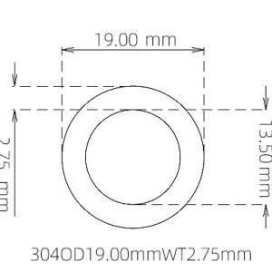 外径 19.00 mm / 内径 13.50 mm · 304 不锈钢毛细管