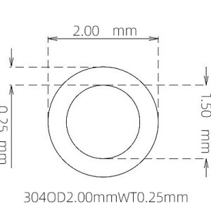 外径 2.00 mm / 内径 1.50 mm · 304 不锈钢毛细管