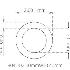 外径 2.00 mm / 内径 1.20 mm · 304 不锈钢毛细管