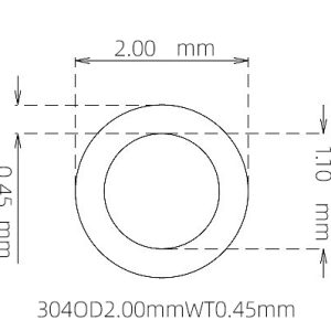 外径 2.00 mm / 内径 1.10 mm · 304 不锈钢毛细管