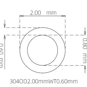 外径 2.00 mm / 内径 0.80 mm · 304 不锈钢毛细管