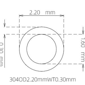 外径 2.20 mm / 内径 1.60 mm · 304 不锈钢毛细管
