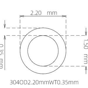 外径 2.20 mm / 内径 1.50 mm · 304 不锈钢毛细管