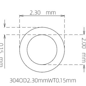外径 2.30 mm / 内径 2.00 mm · 304 不锈钢毛细管