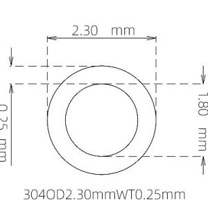 外径 2.30 mm / 内径 1.80 mm · 304 不锈钢毛细管