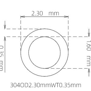 外径 2.30 mm / 内径 1.60 mm · 304 不锈钢毛细管