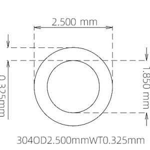 外径 2.500 mm / 内径 1.850 mm · 304 不锈钢毛细管
