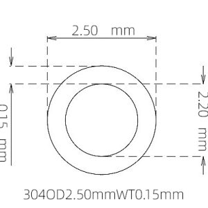 外径 2.50 mm / 内径 2.20 mm · 304 不锈钢毛细管