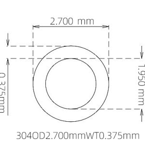 外径 2.700 mm / 内径 1.950 mm · 304 不锈钢毛细管