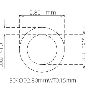 外径 2.80 mm / 内径 2.50 mm · 304 不锈钢毛细管