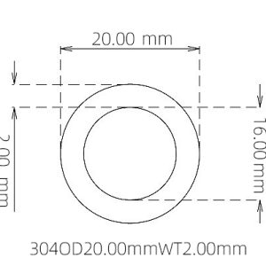 外径 20.00 mm / 内径 16.00 mm · 304 不锈钢毛细管