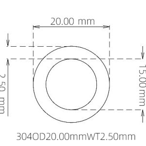 外径 20.00 mm / 内径 15.00 mm · 304 不锈钢毛细管