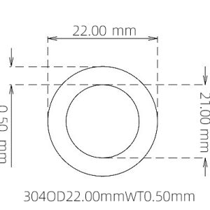 外径 22.00 mm / 内径 21.00 mm · 304 不锈钢毛细管