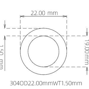 外径 22.00 mm / 内径 19.00 mm · 304 不锈钢毛细管