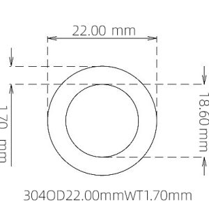 外径 22.00 mm / 内径 18.60 mm · 304 不锈钢毛细管