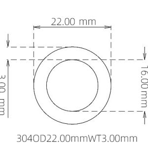 外径 22.00 mm / 内径 16.00 mm · 304 不锈钢毛细管